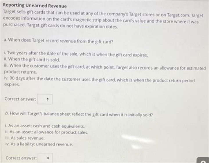 Are gift cards unearned revenue?
