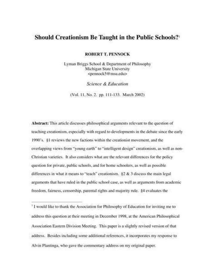 Can creationism be taught in public schools?