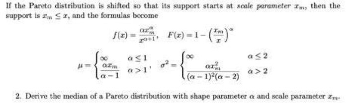 Formula for pareto distribution?
