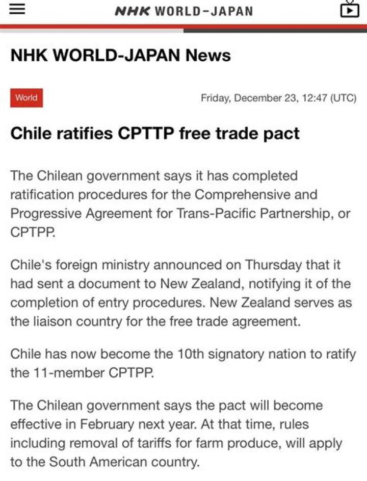 Has chile ratified cptpp?