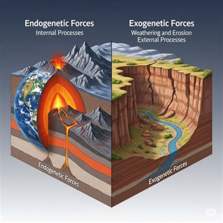 How endogenic processes differ from exogenic processes?