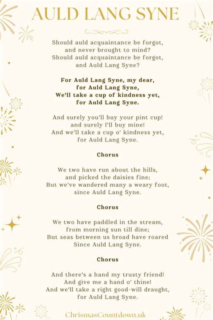 In the song of auld lang syne?