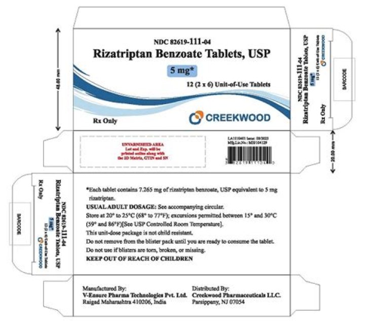 Is rizatriptan benzoate a narcotic?