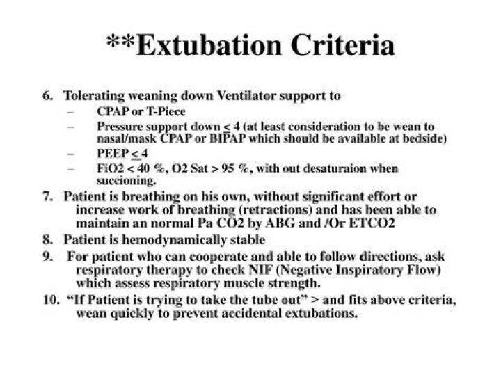 What are the criteria for extubation?