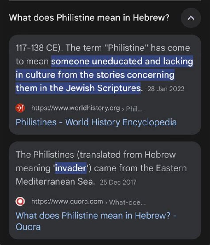 What does philistine mean in hebrew?