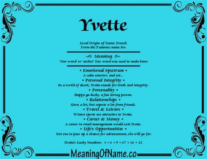 What does the name yvette mean?