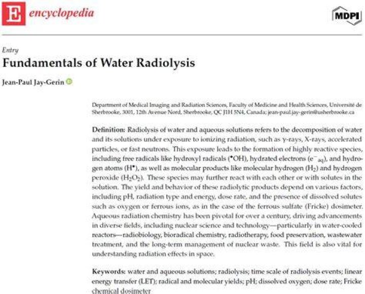 What does the word radiolysis mean?