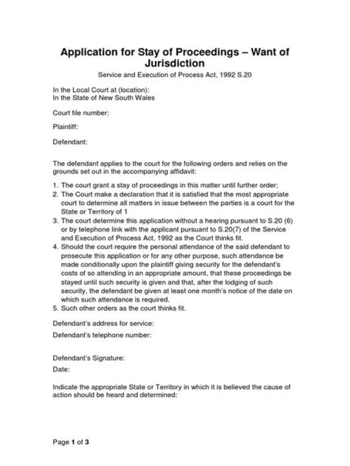 What is a stay of proceedings?