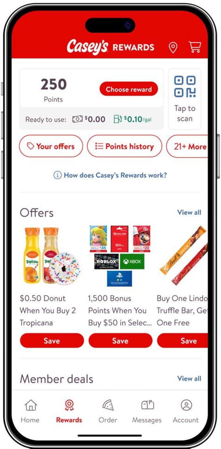 What is casey's rewards?