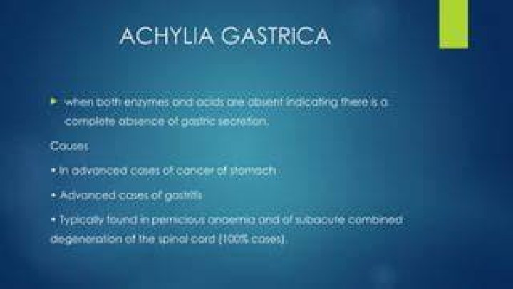 What is meant by achylia gastrica?