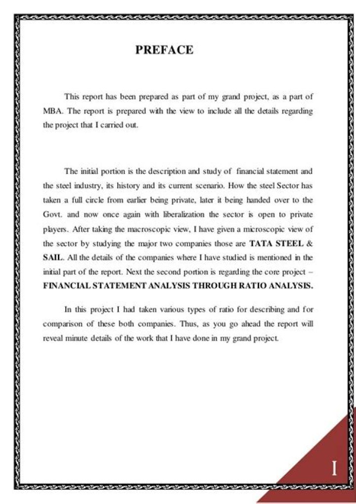 What is preface in report?