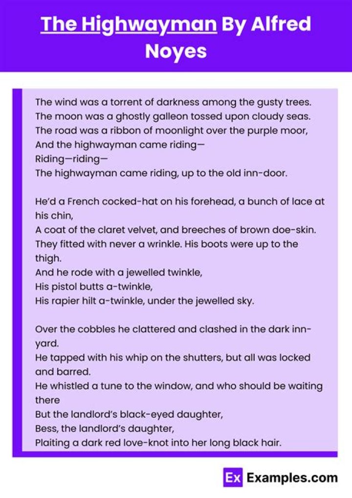 What type of poem is the highwayman?