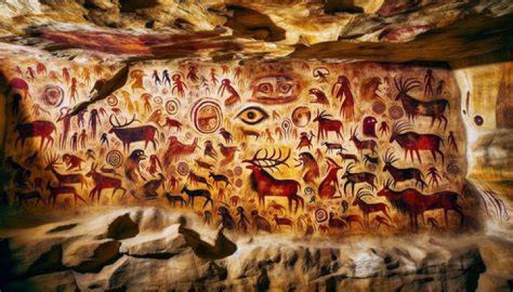What was used for paint in cave paintings?