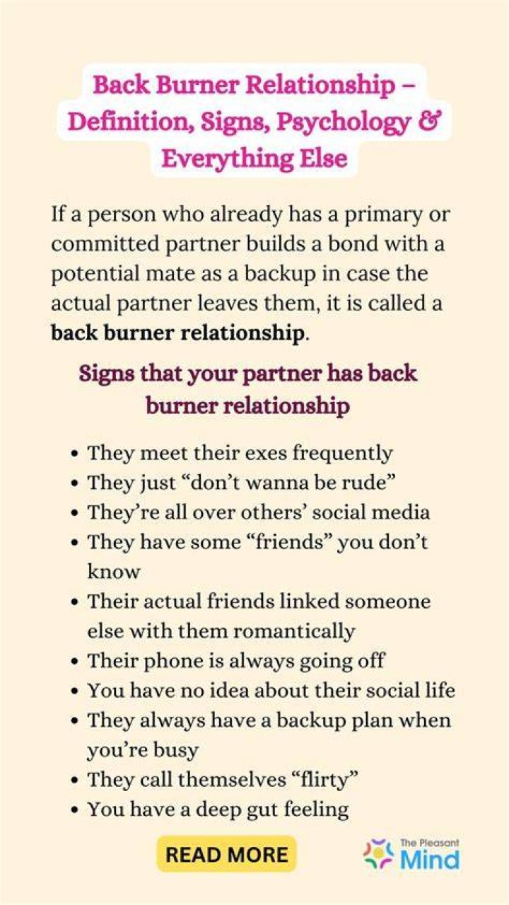 Whats a back burner relationship?