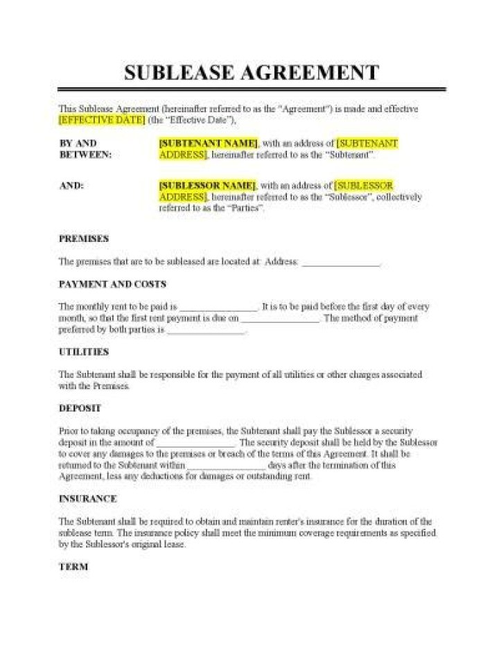 Whats the meaning of sublease?