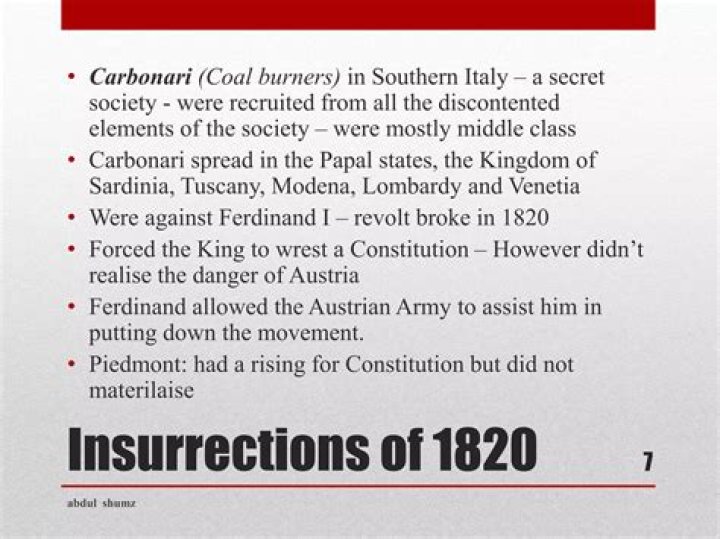 When did the carbonari society was established?