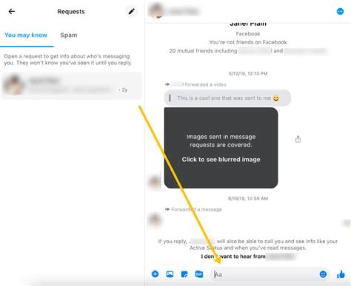 Where are requested messages on messenger?