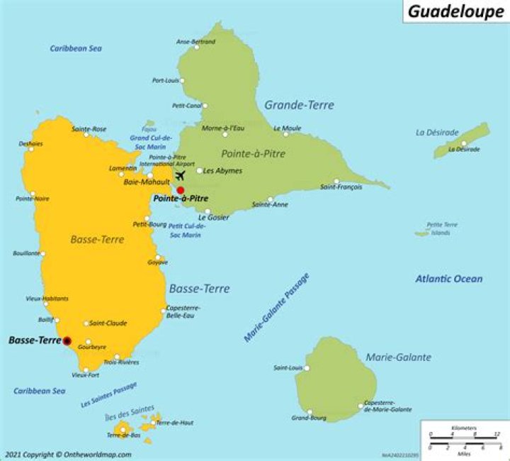 Where is guadeloupe located in relation to france?