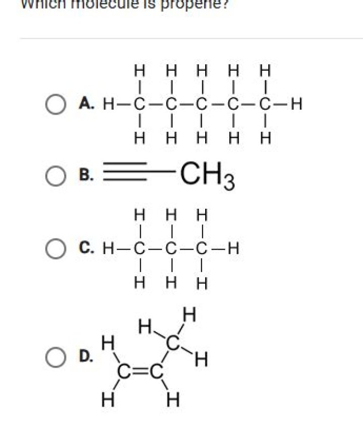 Which molecule is propene?