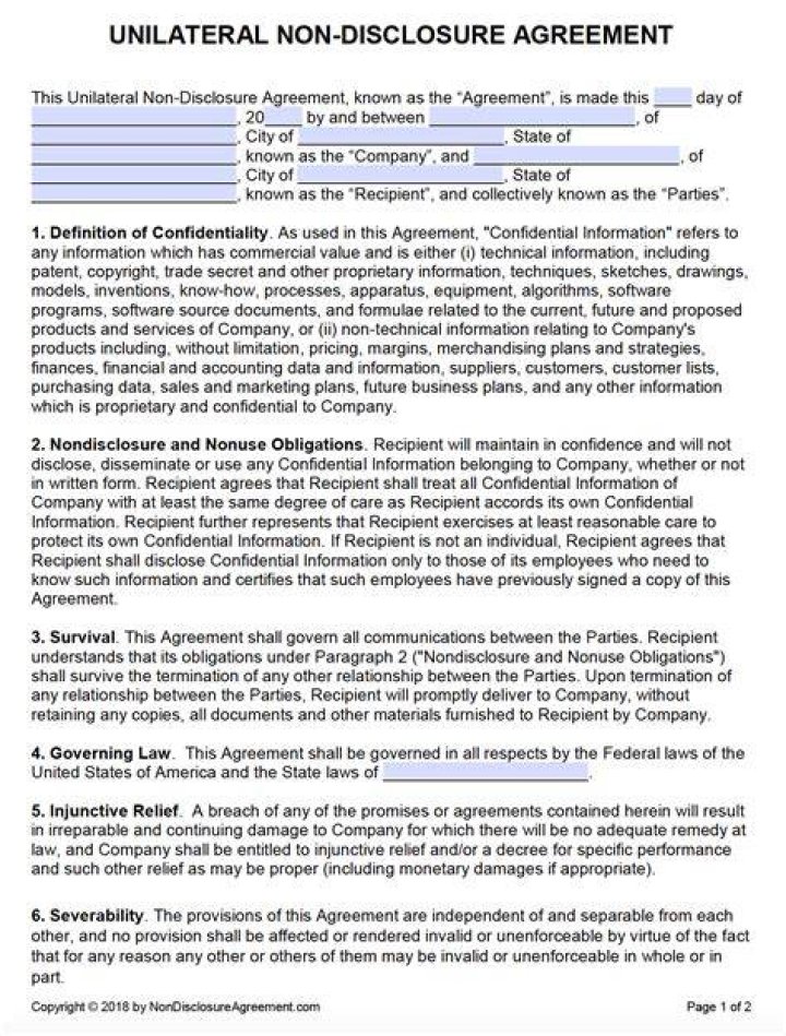 Which non disclosure agreement?