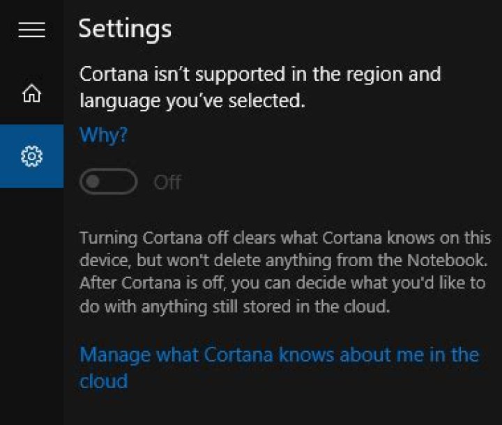 Which region is cortana available?