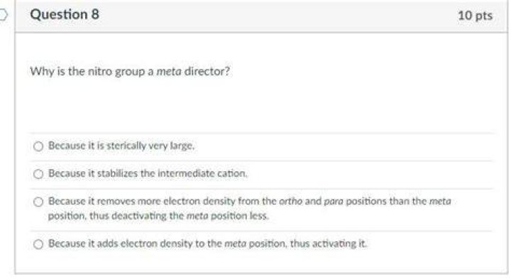 Why is nitro group a meta director?