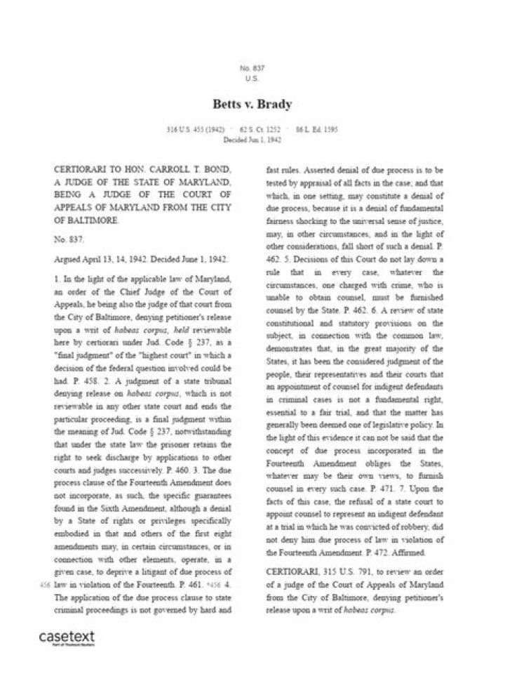 Why was betts v. brady overruled?
